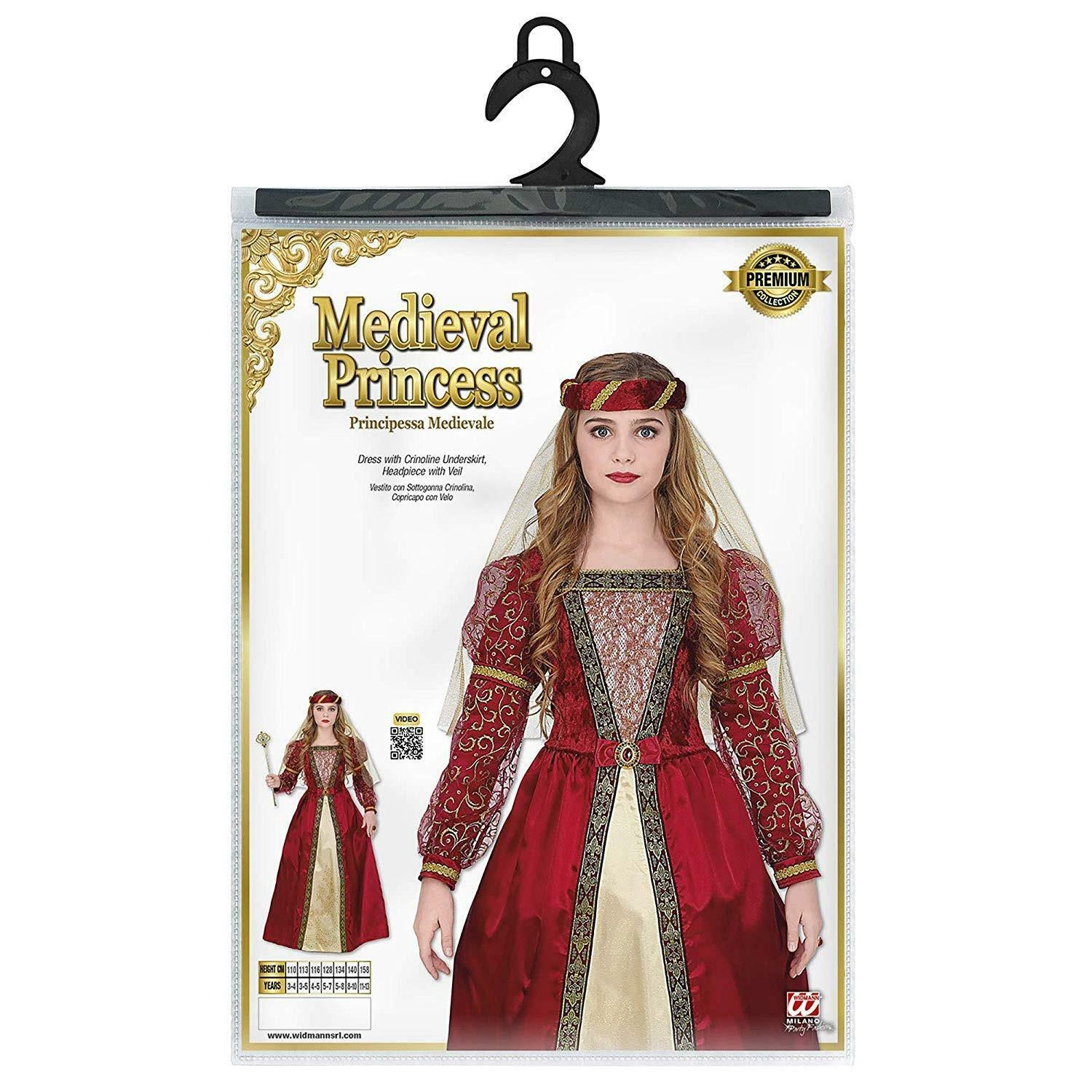 widmann costume principessa medievale taglia 5/7 anni