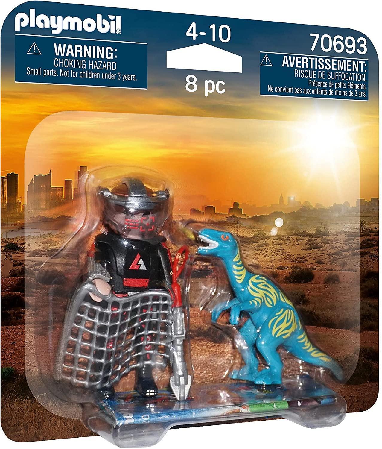 playmobil playmobil wild life 70693 velociraptor e cacciatore