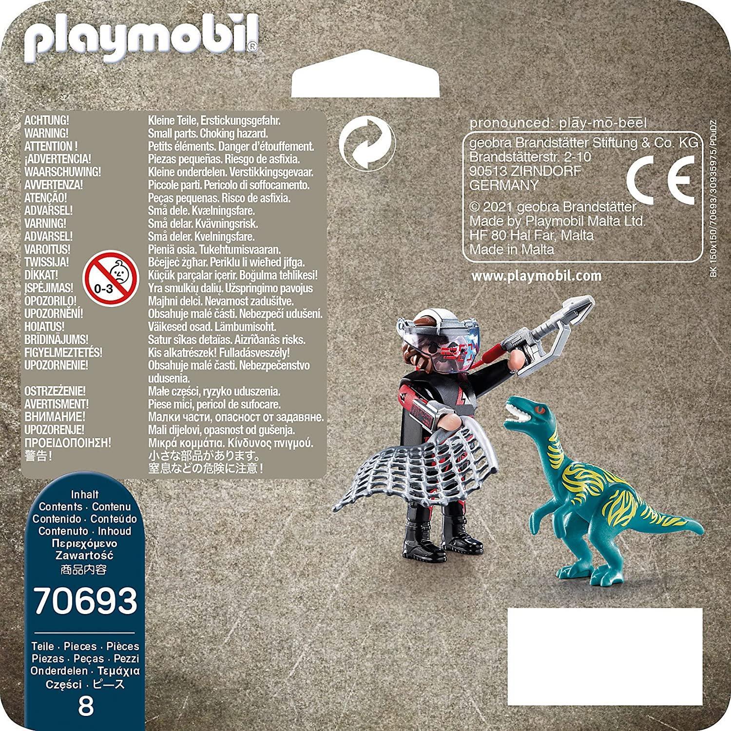 playmobil playmobil wild life 70693 velociraptor e cacciatore