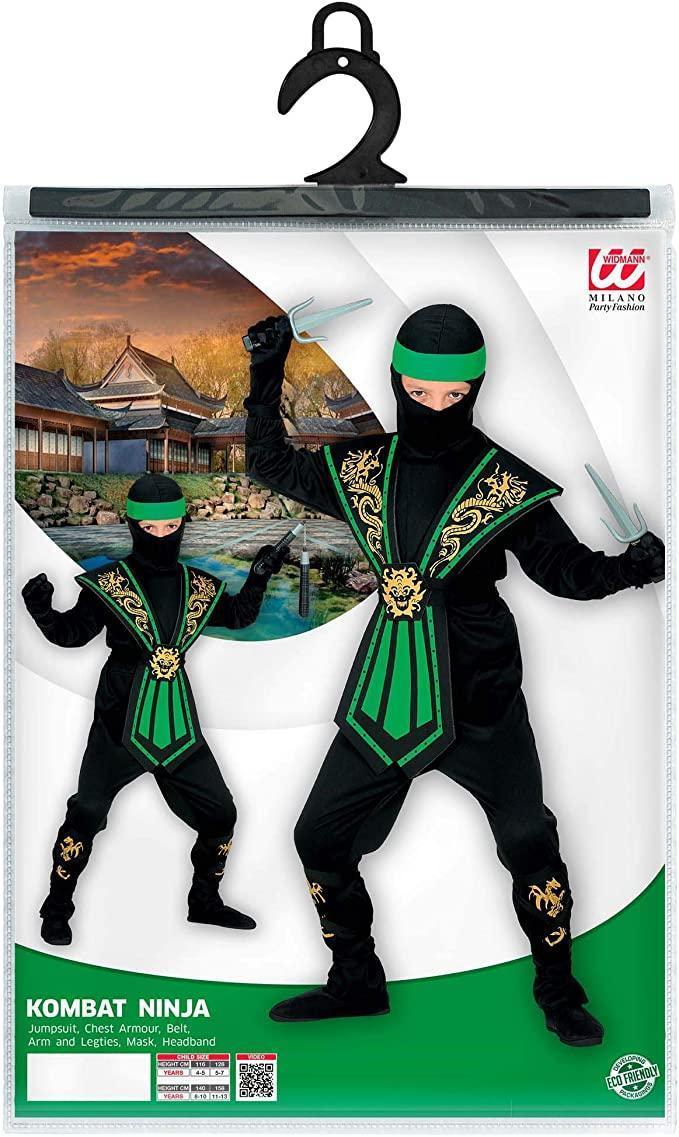 widmann costume ninja green kombat taglia 4/5 anni