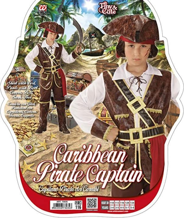 widmann costume capitano pirata dei caraibi taglia 4/5 anni