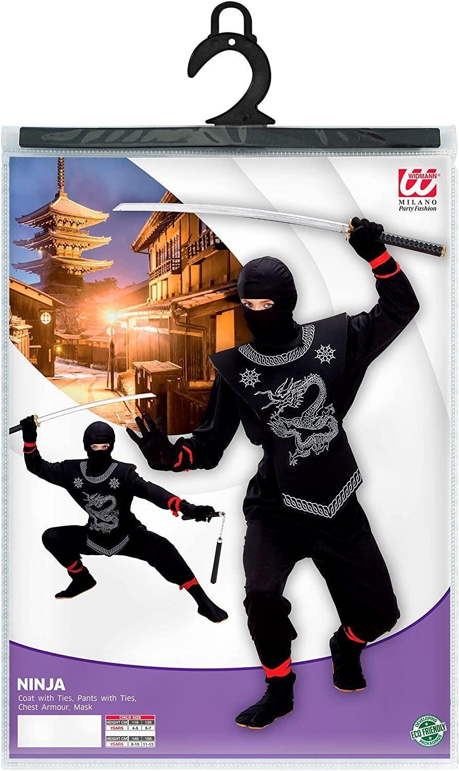 widmann costume ninja nero taglia 4/5 anni