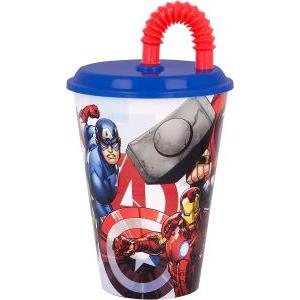 Bicchiere con tappo e cannuccia marvel avengers