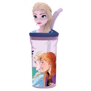 Frozen bicchiere con cannuccia 3d