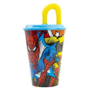 Spiderman bicchiere con cannuccia