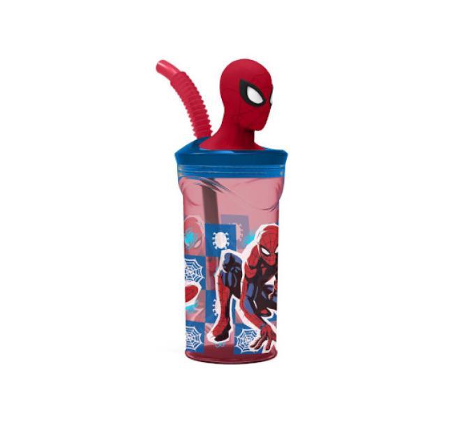 real trade italia s spiderman bicchiere con cannuccia ml360 3d