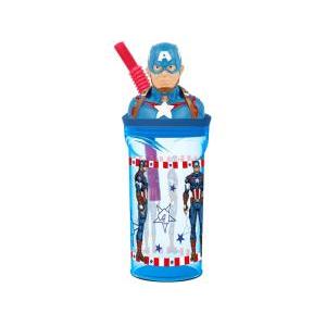 Capitan america bicchiere con cannuccia 3d