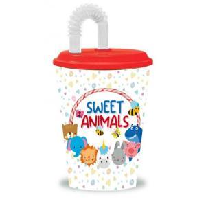 Sweet animals bicchiere con cannuccia