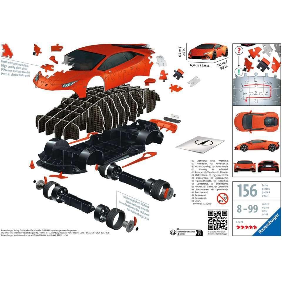 ravensburger puzzle 3d lamborghini evo arancio