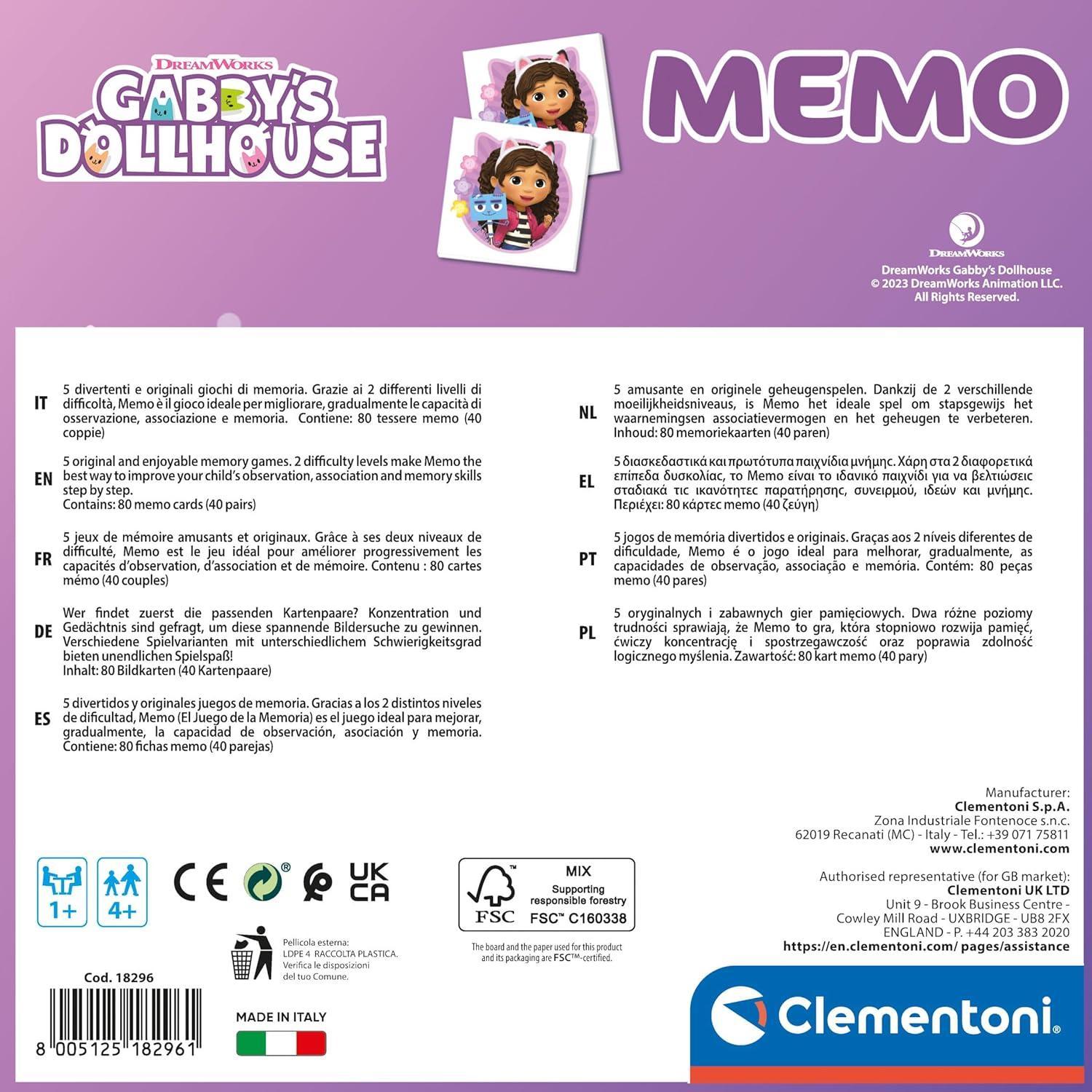 clementoni memo games gabby s dollhouse