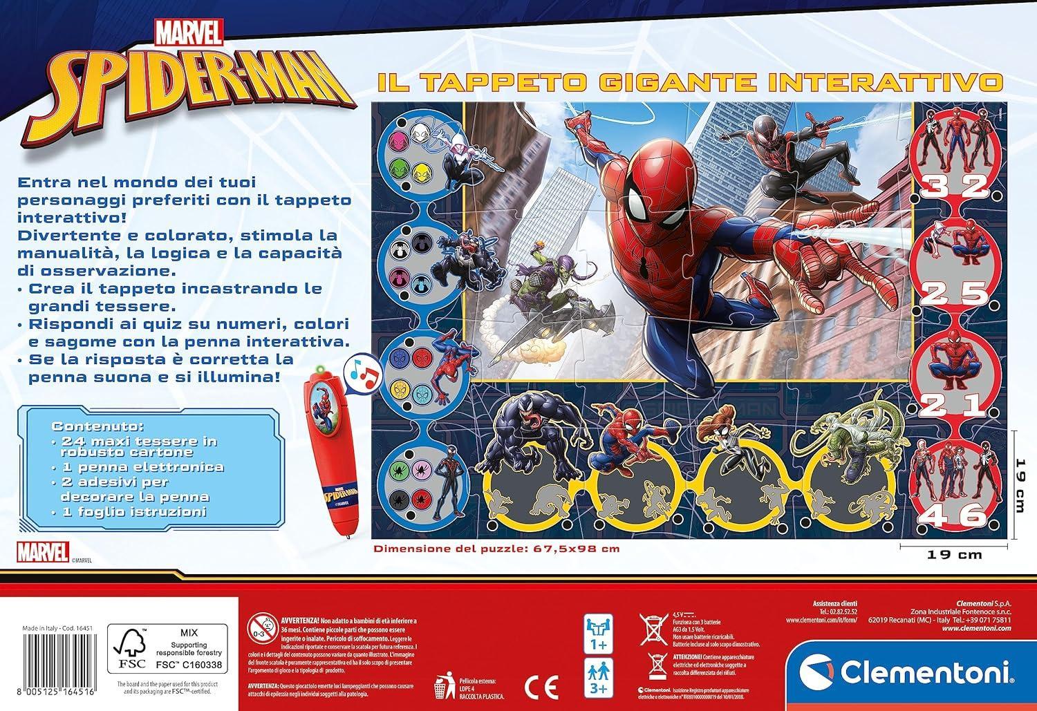 clementoni tappeto gigante interattivo spiderman