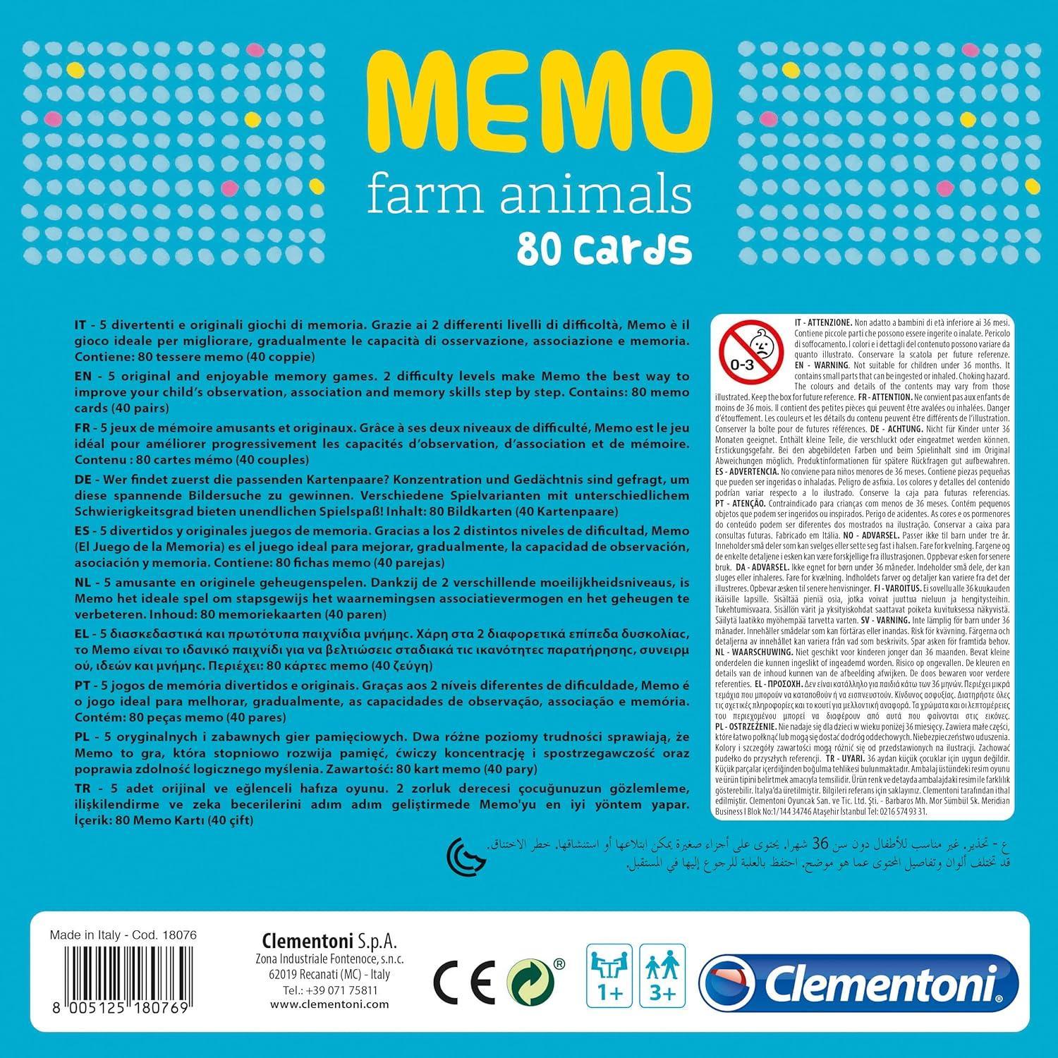 clementoni memo games farm animals