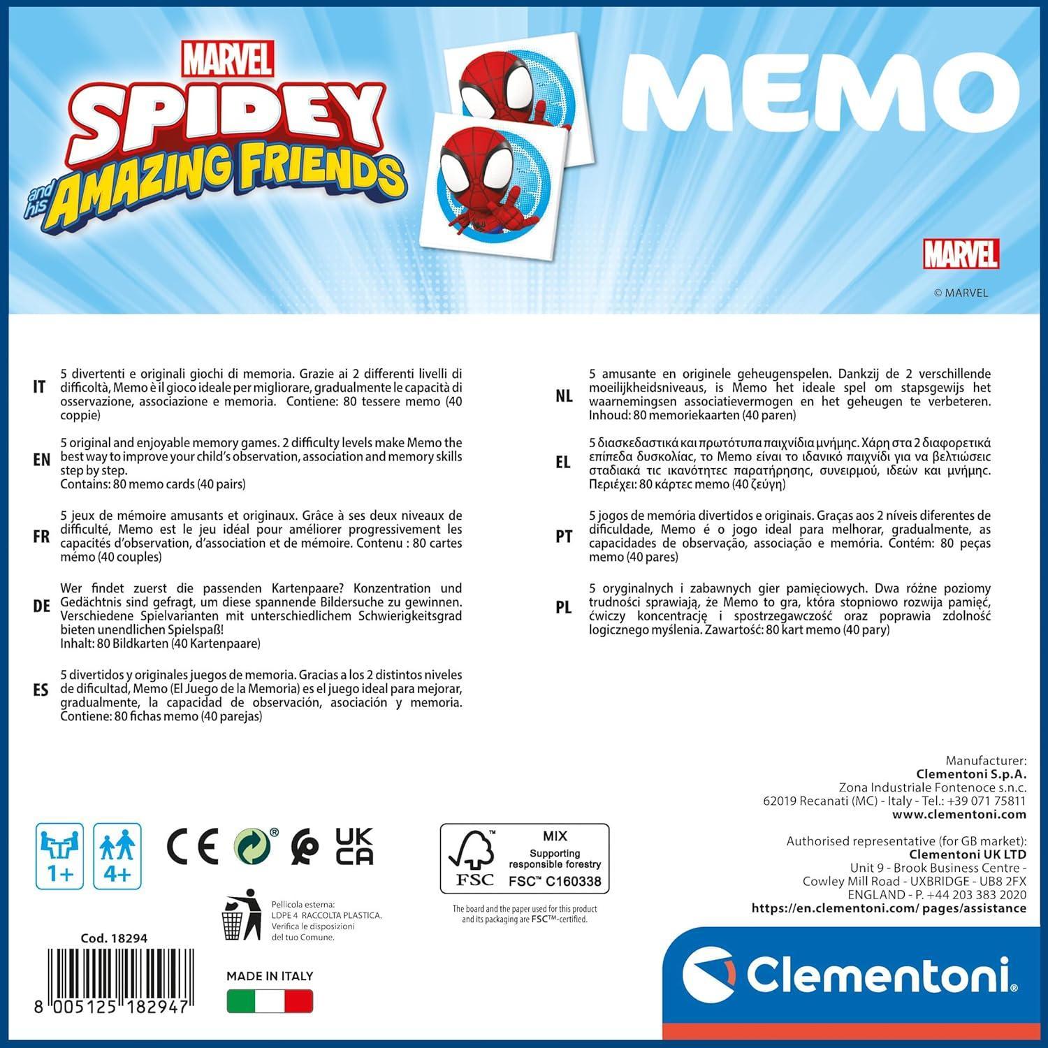 clementoni memo games spidey