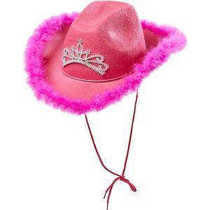 Cappello cowgirl rosa con piume