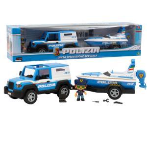 Polizia jeep barca con personaggio